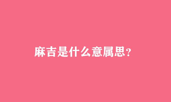 麻吉是什么意属思？