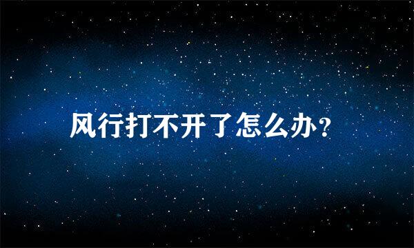 风行打不开了怎么办？