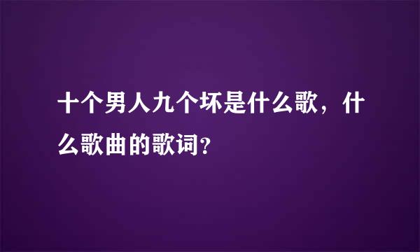 十个男人九个坏是什么歌，什么歌曲的歌词？