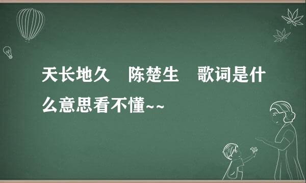 天长地久 陈楚生 歌词是什么意思看不懂~~