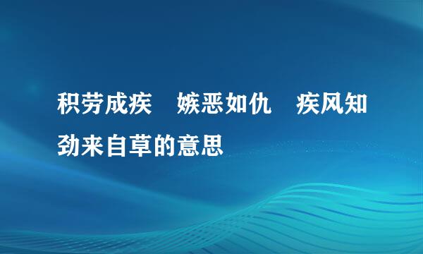 积劳成疾 嫉恶如仇 疾风知劲来自草的意思