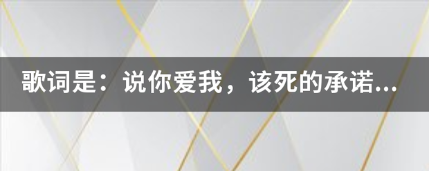 歌词是：说你爱我，该死的承诺，。。。说你爱我，就这么洒脱。。。歌名是什么？