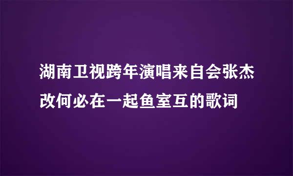 湖南卫视跨年演唱来自会张杰改何必在一起鱼室互的歌词