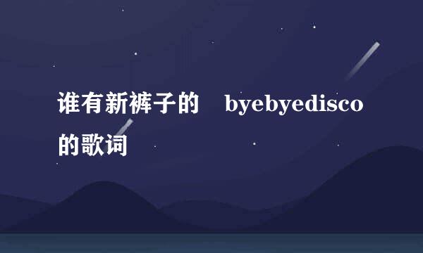 谁有新裤子的 byebyedisco的歌词