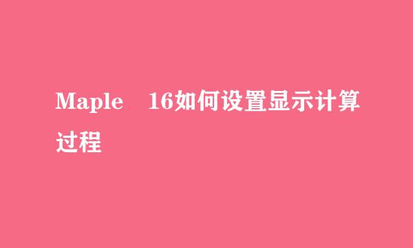 Maple 16如何设置显示计算过程