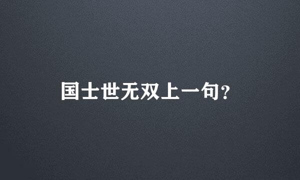 国士世无双上一句？