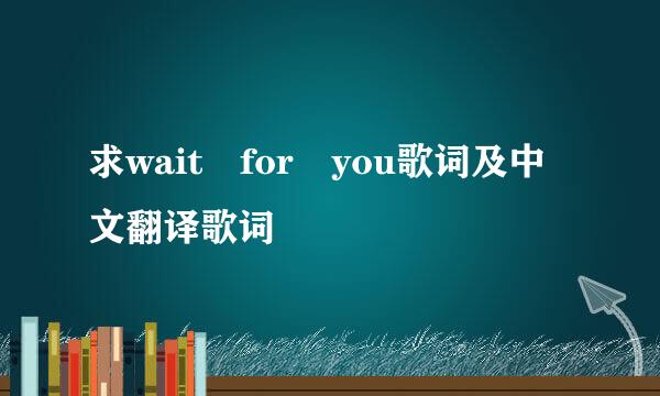 求wait for you歌词及中文翻译歌词