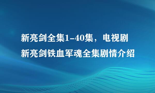 新亮剑全集1-40集，电视剧新亮剑铁血军魂全集剧情介绍