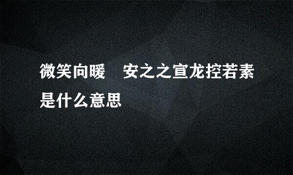 微笑向暖 安之之宣龙控若素是什么意思