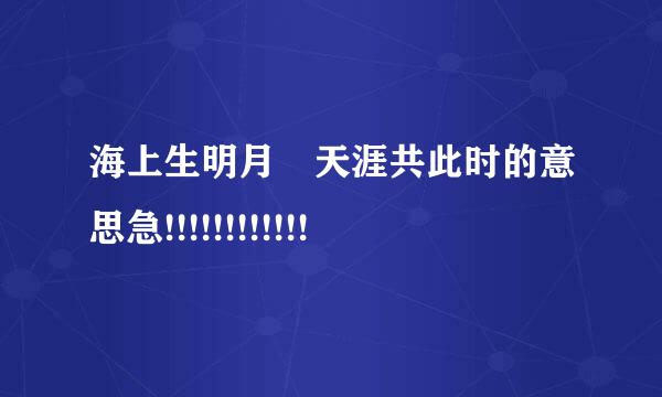 海上生明月 天涯共此时的意思急!!!!!!!!!!!!