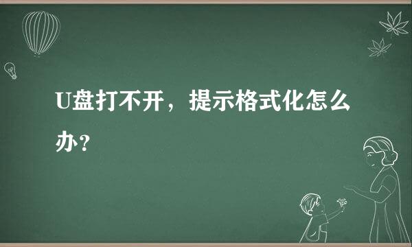 U盘打不开，提示格式化怎么办？