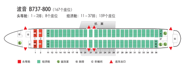 波音737-800飞机的座位图是怎样的？