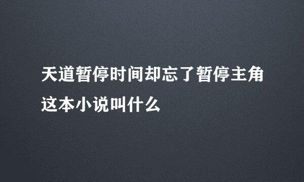 天道暂停时间却忘了暂停主角这本小说叫什么