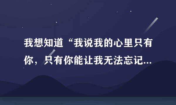 我想知道“我说我的心里只有你，只有你能让我无法忘记……”是哪一首歌的歌词？