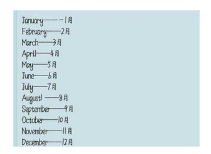 1～12月的英语单词和简写字母