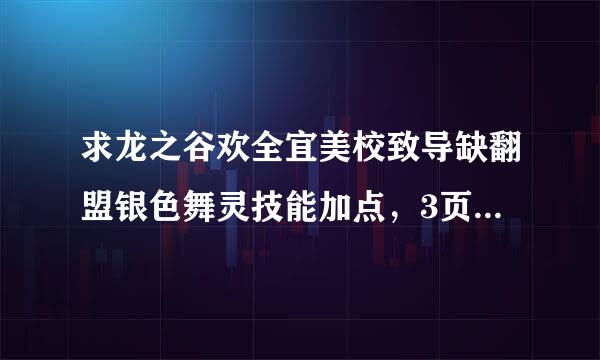 求龙之谷欢全宜美校致导缺翻盟银色舞灵技能加点，3页都要！最好有图片，因为是新手文字的看不懂，谢谢！