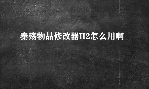 秦殇物品修改器H2怎么用啊