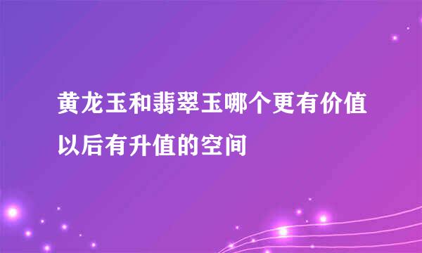 黄龙玉和翡翠玉哪个更有价值以后有升值的空间