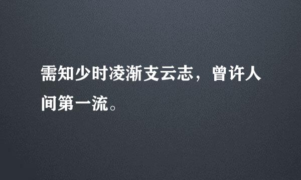 需知少时凌渐支云志，曾许人间第一流。