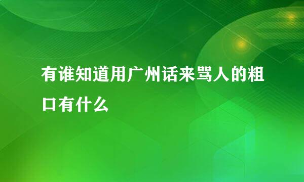 有谁知道用广州话来骂人的粗口有什么