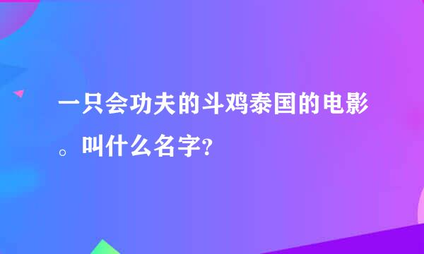 一只会功夫的斗鸡泰国的电影。叫什么名字？