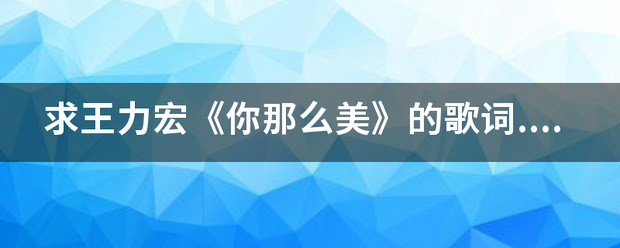 求王力宏《你那么美》的歌词...急急急.....