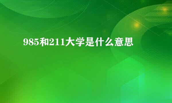 985和211大学是什么意思