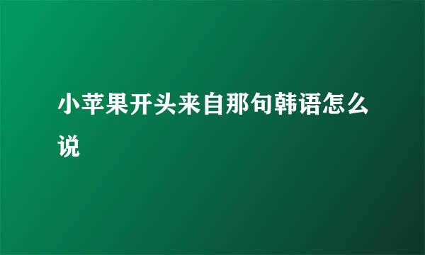 小苹果开头来自那句韩语怎么说