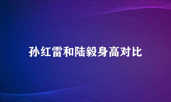 孙红雷和陆毅身高对比