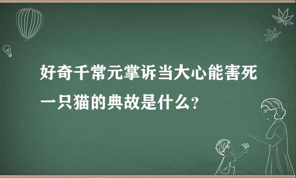 好奇千常元掌诉当大心能害死一只猫的典故是什么？