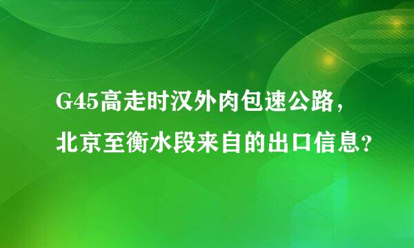 G45高走时汉外肉包速公路，北京至衡水段来自的出口信息？