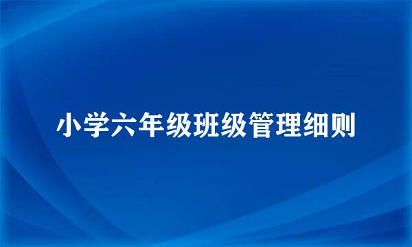 小学六年级班级管理细则