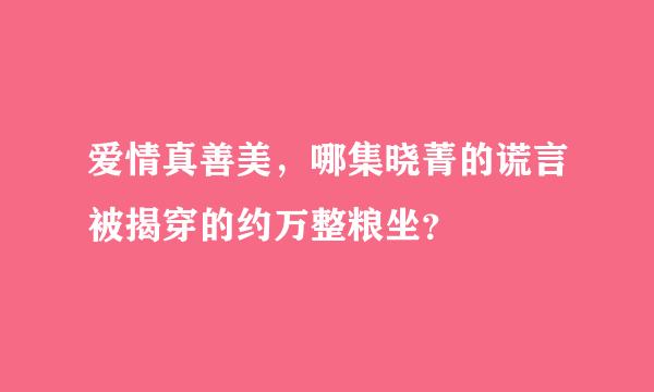 爱情真善美，哪集晓菁的谎言被揭穿的约万整粮坐？