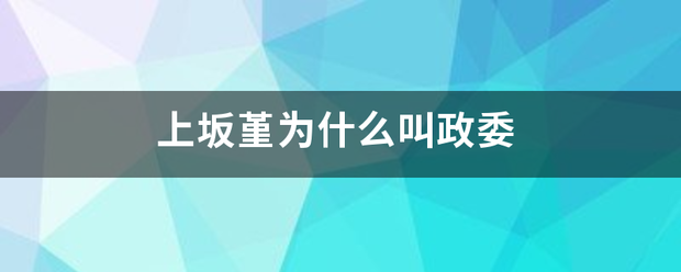 上来自坂堇为什么叫政委