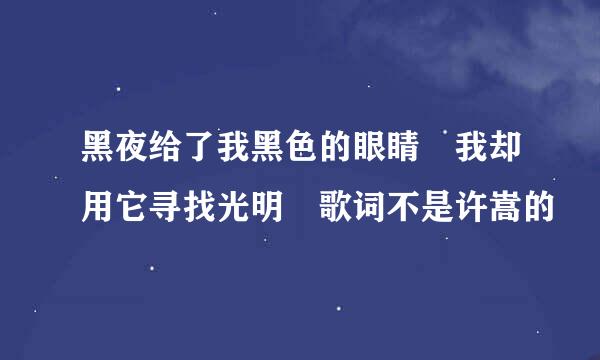 黑夜给了我黑色的眼睛 我却用它寻找光明 歌词不是许嵩的