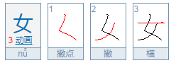 女字中来自间加一点是什么字？