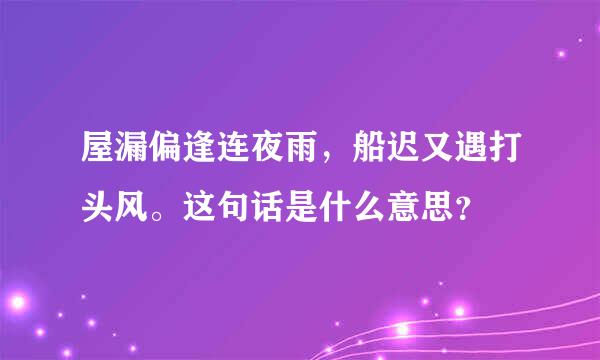 屋漏偏逢连夜雨，船迟又遇打头风。这句话是什么意思？