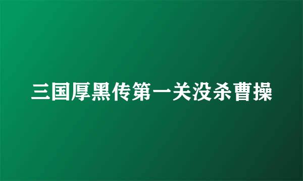 三国厚黑传第一关没杀曹操