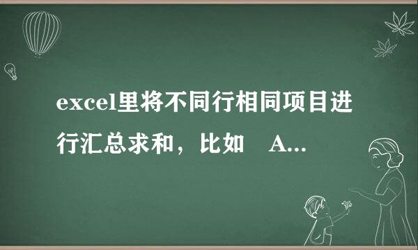 excel里将不同行相同项目进行汇总求和，比如 A 3 b 2 a 3 c 5 a 5 然后下面合计 a ** b ** c**