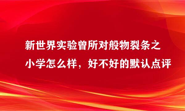 新世界实验曾所对般物裂条之小学怎么样，好不好的默认点评