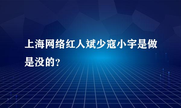 上海网络红人斌少寇小宇是做是没的？