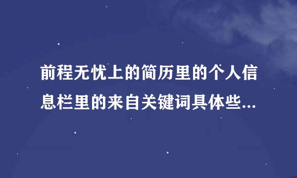 前程无忧上的简历里的个人信息栏里的来自关键词具体些什么好呢，比如..？望有文采的人指点，多谢！