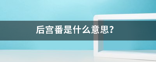 后宫番是什么意思？