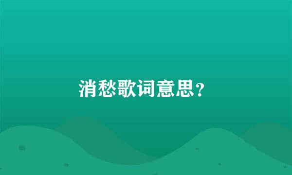 消愁歌词意思？