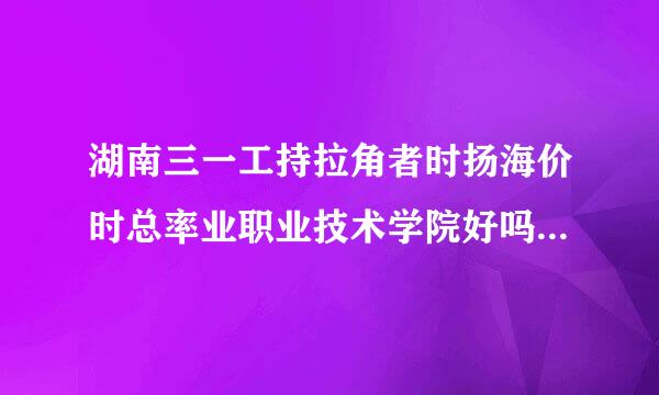 湖南三一工持拉角者时扬海价时总率业职业技术学院好吗，什么时间单招考试。