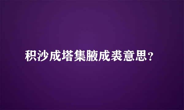 积沙成塔集腋成裘意思？