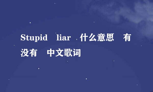 Stupid liar 什么意思 有没有 中文歌词