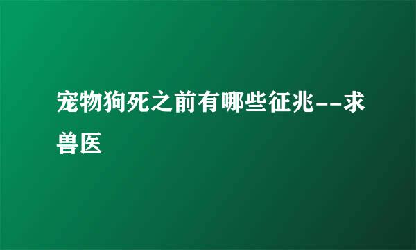 宠物狗死之前有哪些征兆--求兽医