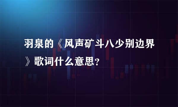 羽泉的《风声矿斗八少别边界》歌词什么意思？