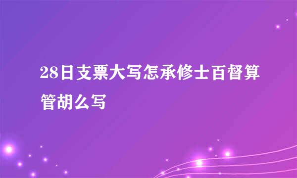 28日支票大写怎承修士百督算管胡么写